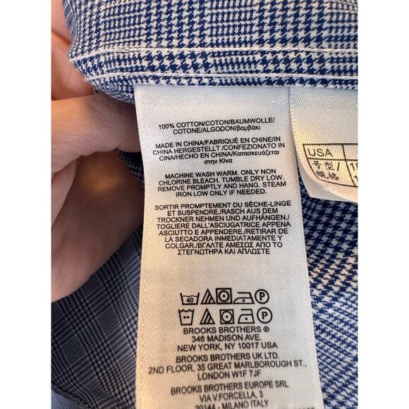 Brooks Brothers Men’s 18 4/5 Regent 1818 Button Down Shirt Houndstooth Plaid EUC - Picture 7 of 9